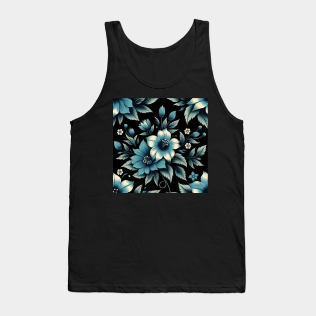 Blue Floral Motif Tank Top by Jenni Arts